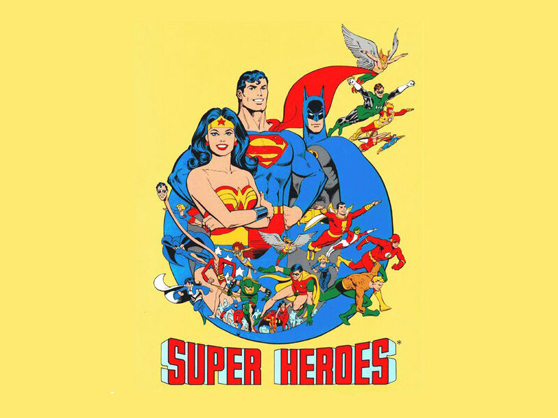 Superheroes Group Portrait — Yellow, Heroic, Comic, Wonder Woman