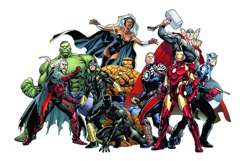 Superheroes Group Pose — Red