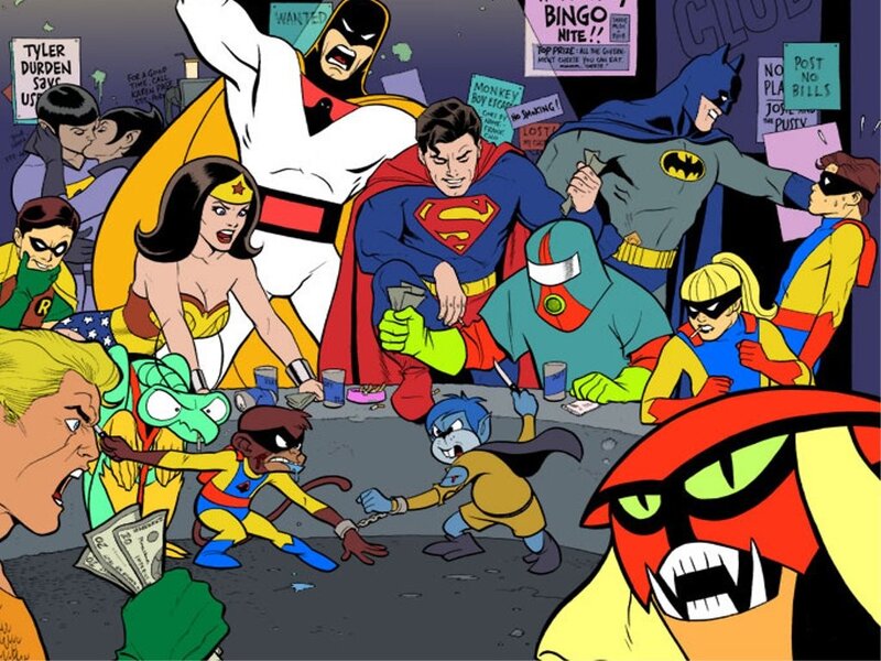 Superheroes in a Club — Yellow