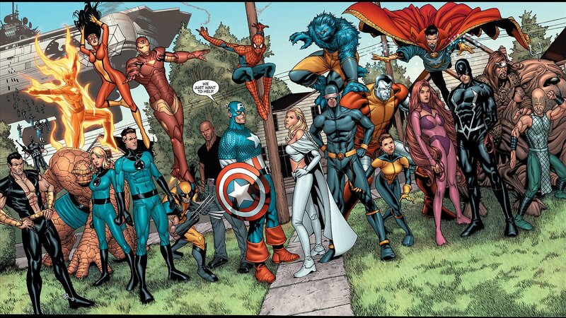 Superheroes in a Group — Blue, Dramatic, Afternoon