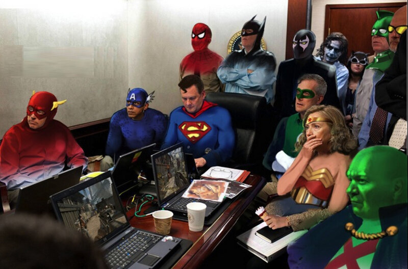 superheroes in a meeting