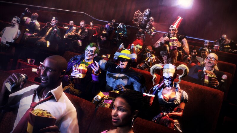 Superheroes in a Movie Theater — Red