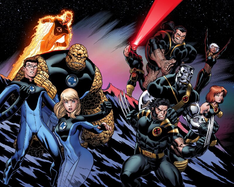 Superheroes in Action — Blue, Dramatic, Night, Comic