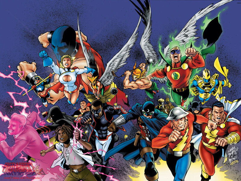 Superheroes in Action — Blue, Dramatic, Night