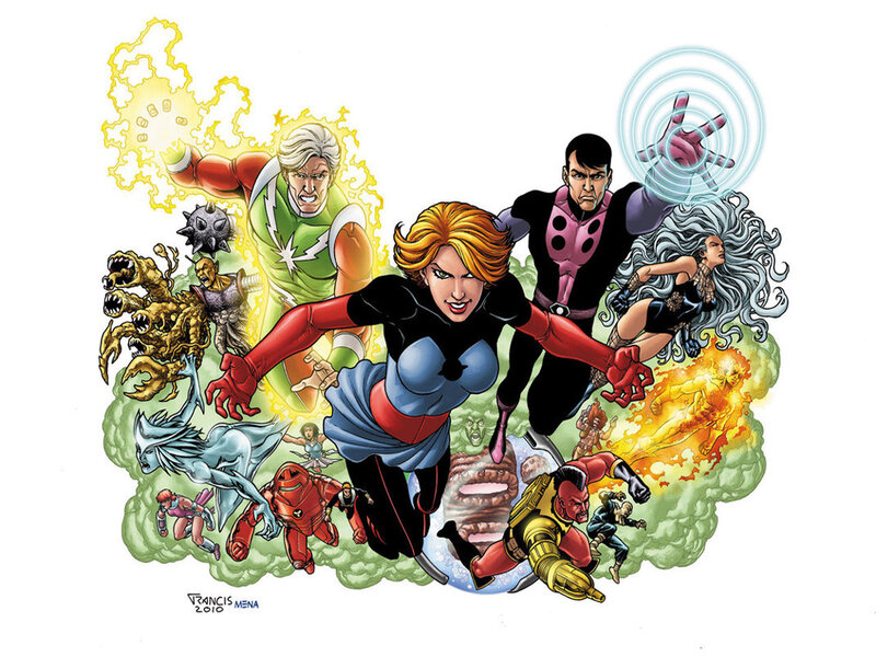 Superheroes in Action — Blue, Dynamic, Energetic
