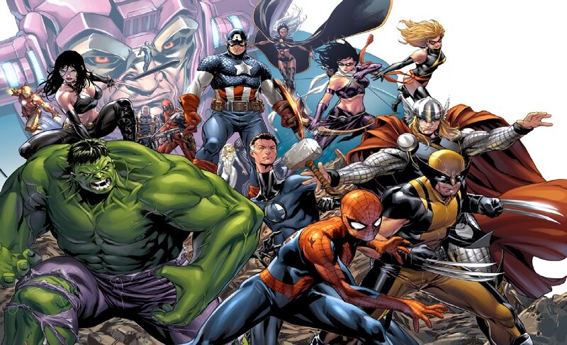 Superheroes in Action — Green, Dramatic, Comic, Hulk, Captain America, Spider-man