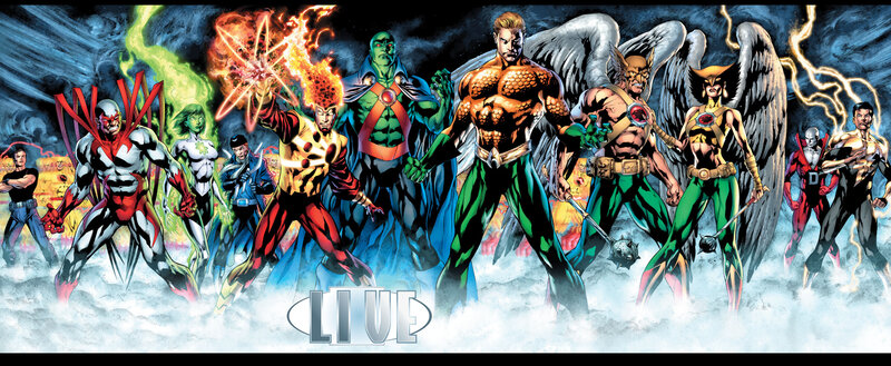 Superheroes in Action — Green, Dramatic, Comic, Wings