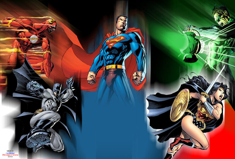 Superheroes in Action — Red, Dramatic, Comic, Batman, Superman