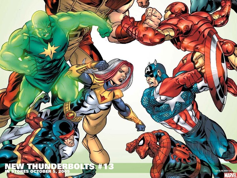 Superheroes in Action — Red, Dramatic, Comic, Captain America, Iron Man, Hulk