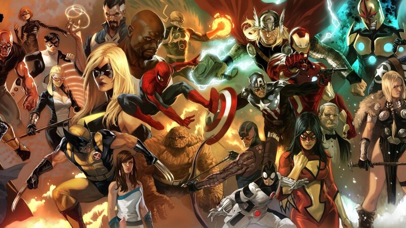 Superheroes in Action — Red, Dramatic, Comic, Comic Book Art, Action Scene