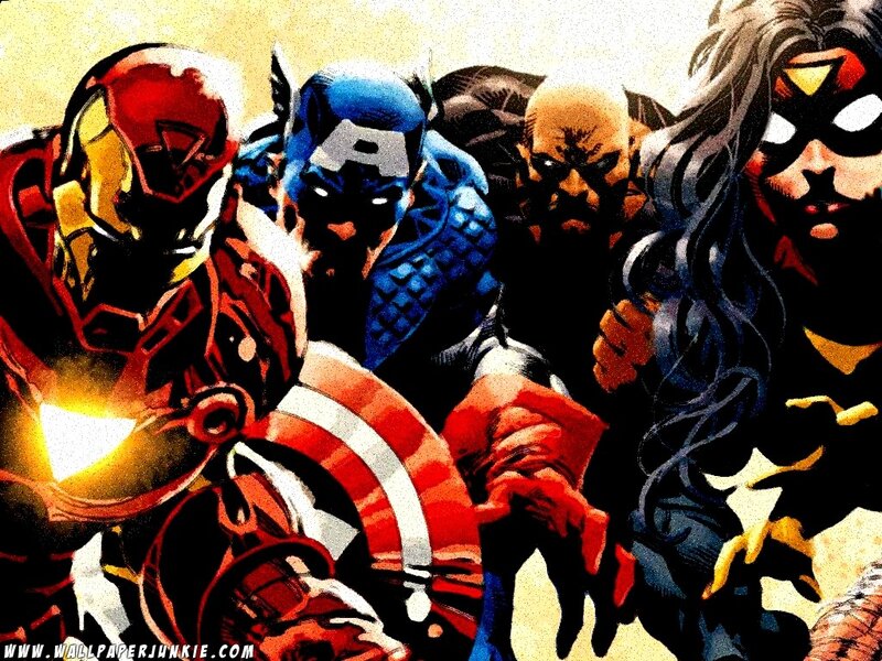 Superheroes in Action — Red, Dramatic, Comic, Iron Man, Captain America