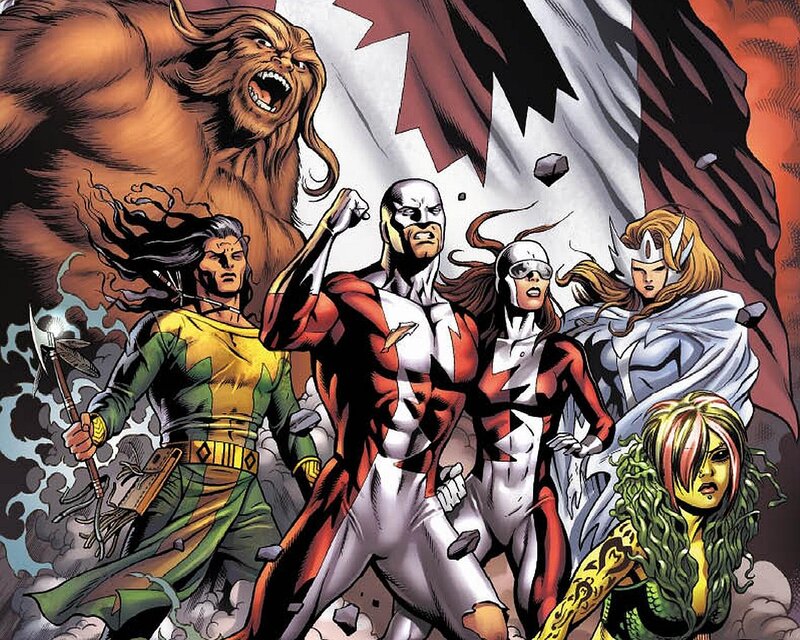 Superheroes in Action — Red, Dramatic, Comic, Monster