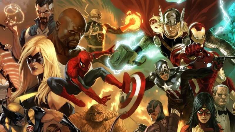 Superheroes in Action — Red, Dramatic, Comic, Spider-man, Captain America
