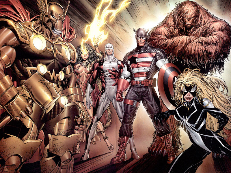 Superheroes in Action — Red, Dramatic, Comic, Thor, Hulk