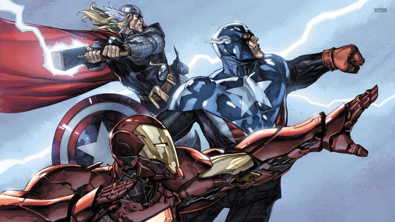 Superheroes in Action — Red, Dramatic, Comic, Thor