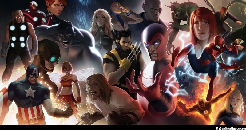Superheroes in Action — Red, Dramatic, Digital Art, Captain America