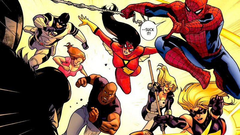 Superheroes in Action — Red, Dynamic, Comic, Comic Book Art, Web-slinger