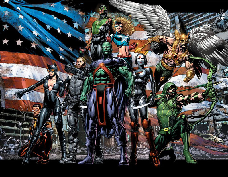 Superheroes in Battle — Blue, Dramatic, Comic, American Flag