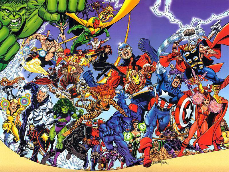 Superheroes in Battle — Blue, Dramatic, Comic, Comic Book Art