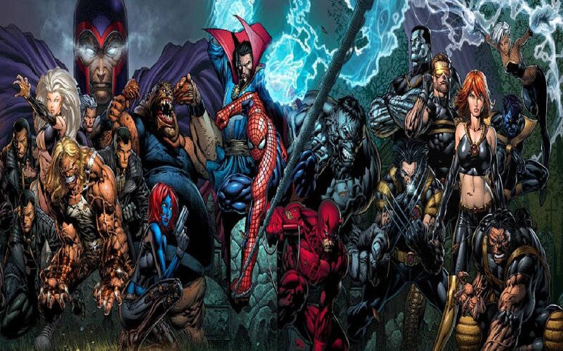 Superheroes in Battle — Blue, Dramatic, Comic, Spider-man