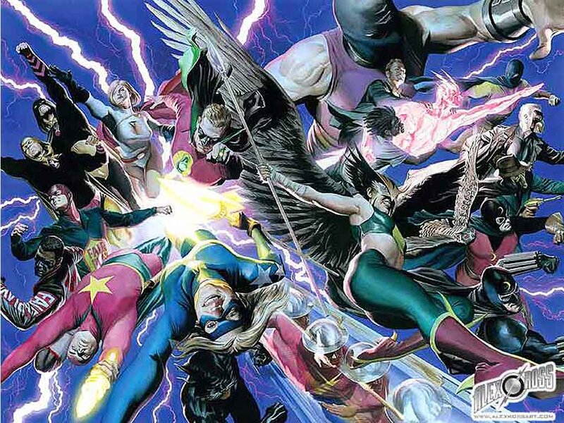 Superheroes in Battle — Blue, Dramatic, Comic