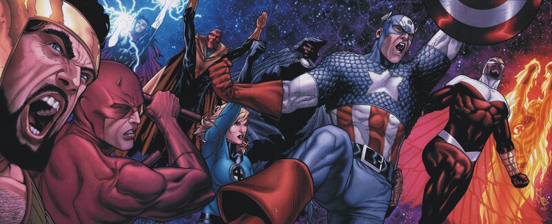 Superheroes in Battle — Blue, Dramatic, Night, Comic, Captain America