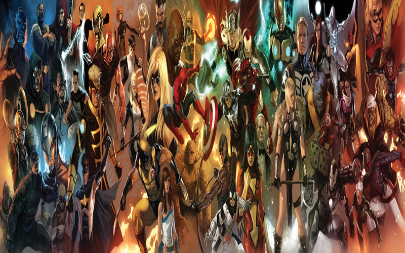 Superheroes in Battle — Red, Dramatic, Comic, Comic Book Art