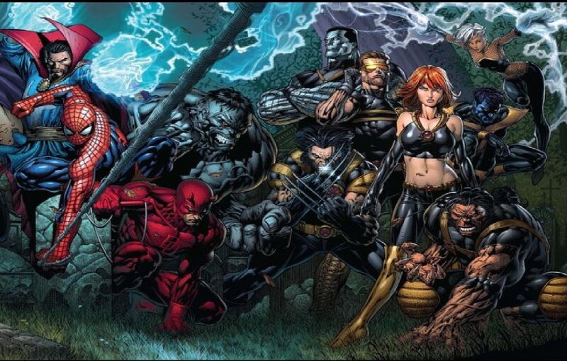 Superheroes in Battle — Red, Dramatic, Comic, Spider-man