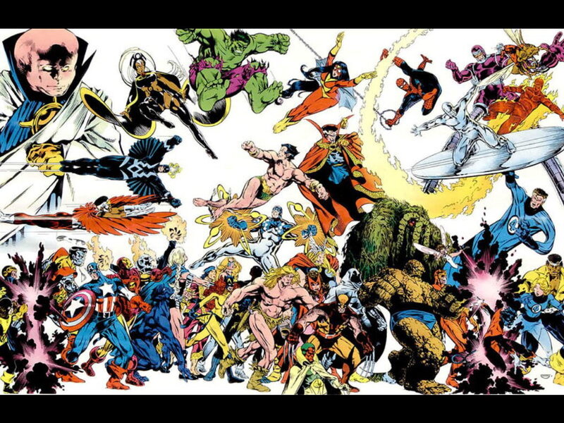 Superheroes in Battle — Red, Dramatic, Comic
