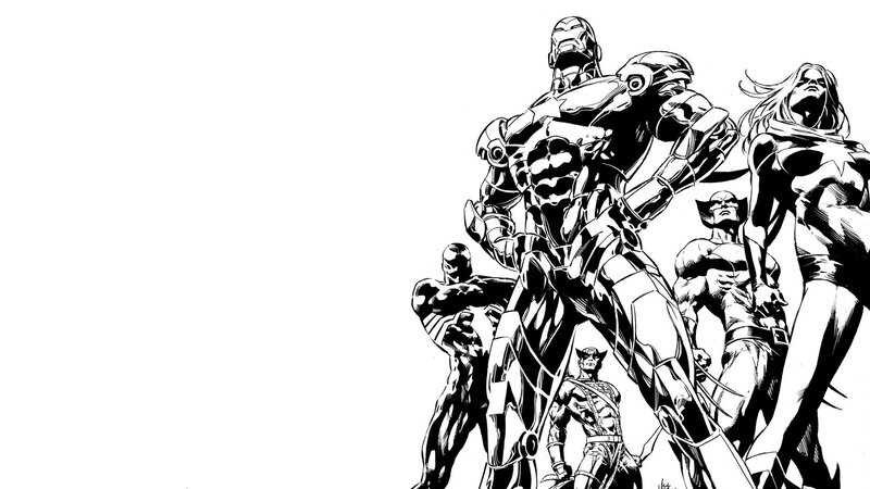 Superheroes in Black and White — Dramatic, Comic