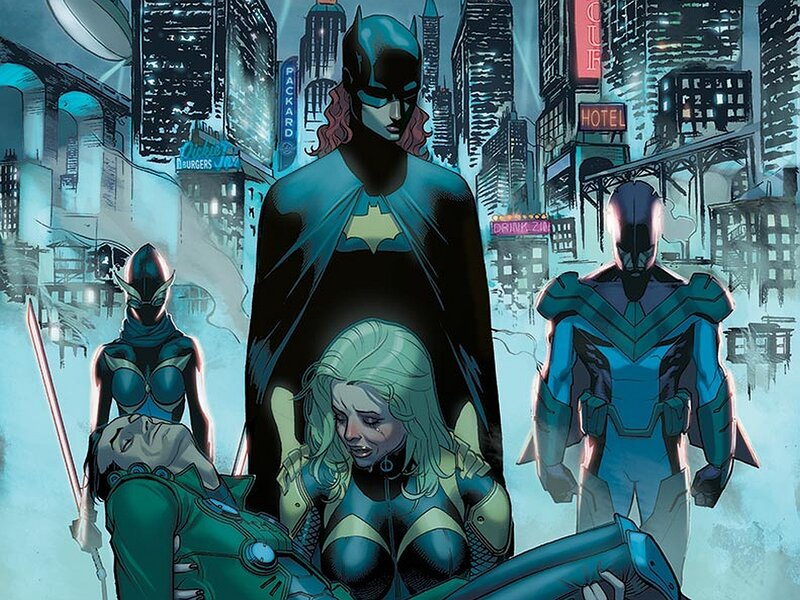 Superheroes in City — Blue, Dramatic, Night
