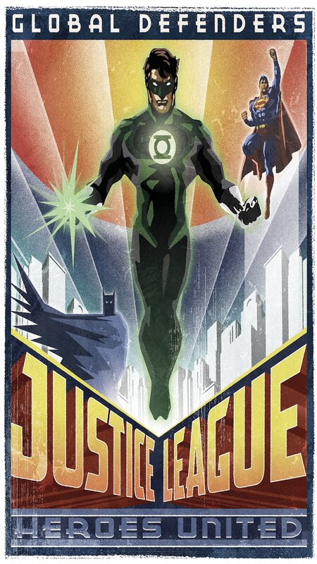 Superheroes in City — Green, Dramatic