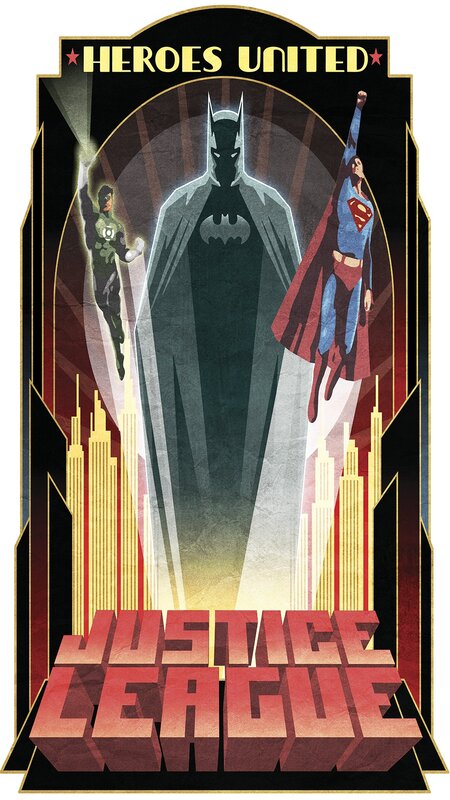 Superheroes in Cityscape — Red