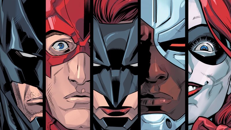 Superheroes in Comic Panels — Red, Dramatic, Batman