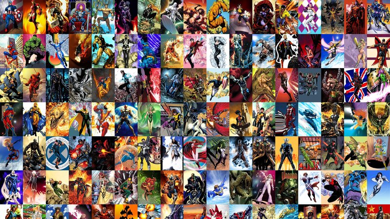 Superheroes in Comic Panels — Red, Dramatic, Comic Book Art, Action Poses
