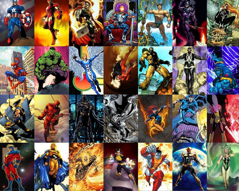 Superheroes in Comic Panels