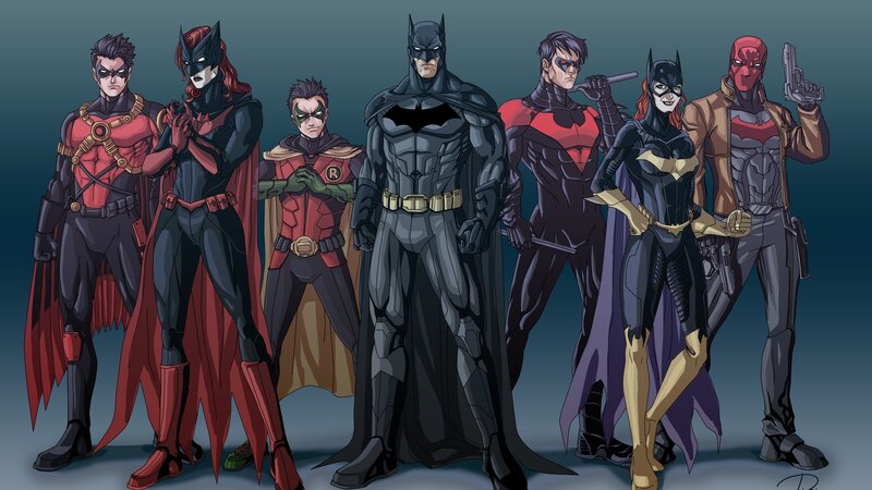 Superheroes in Costumes — Black, Dramatic, Digital Art