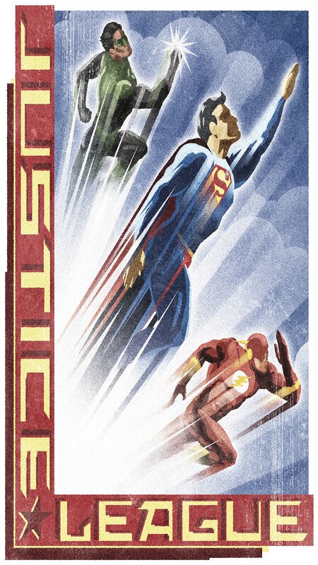 Superheroes in Flight — Blue, Dramatic