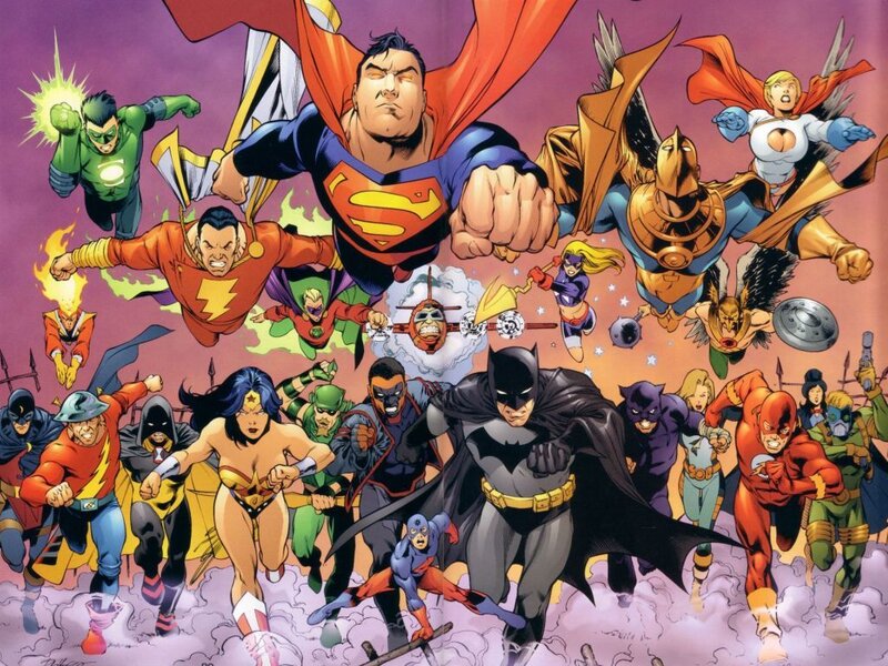 Superheroes in Flight — Purple, Dramatic, Comic