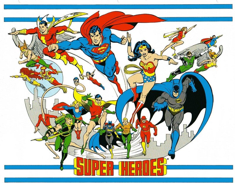 Superheroes in Flight — Red, Heroic, Comic