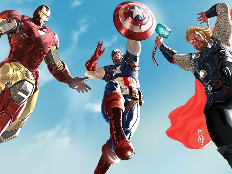 Superheroes in Flight — Red, Heroic