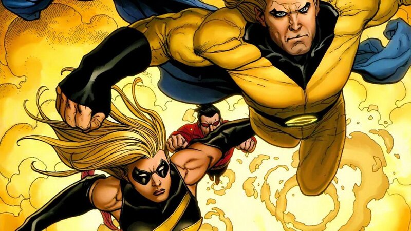 Superheroes in Flight — Yellow, Dramatic