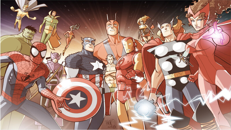 Superheroes in Formation — Red, Dramatic