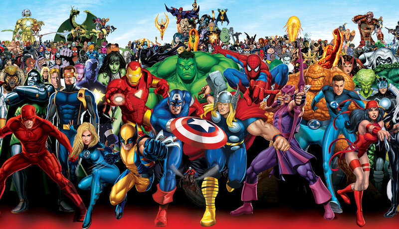 Superheroes in Group Pose — Red