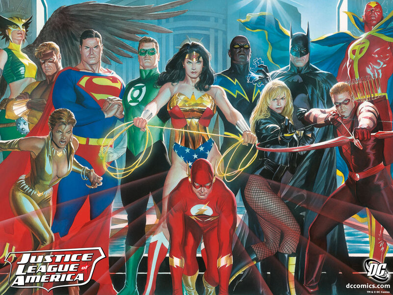 Superheroes in Group — Red, Dramatic, Comic