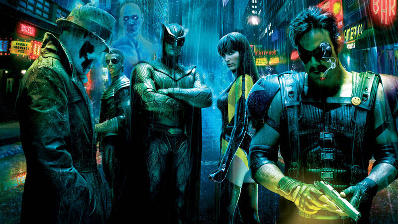 Superheroes in Rain — Blue, Dramatic, Night, Digital Art