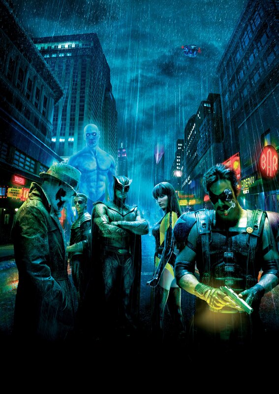 Superheroes in Rain — Blue, Dramatic, Night