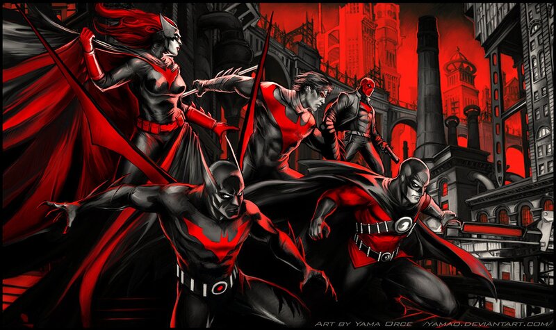 Superheroes in Red and Black — Dramatic