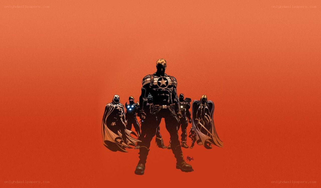 superheroes in red background