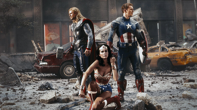 Superheroes in Rubble — Gray